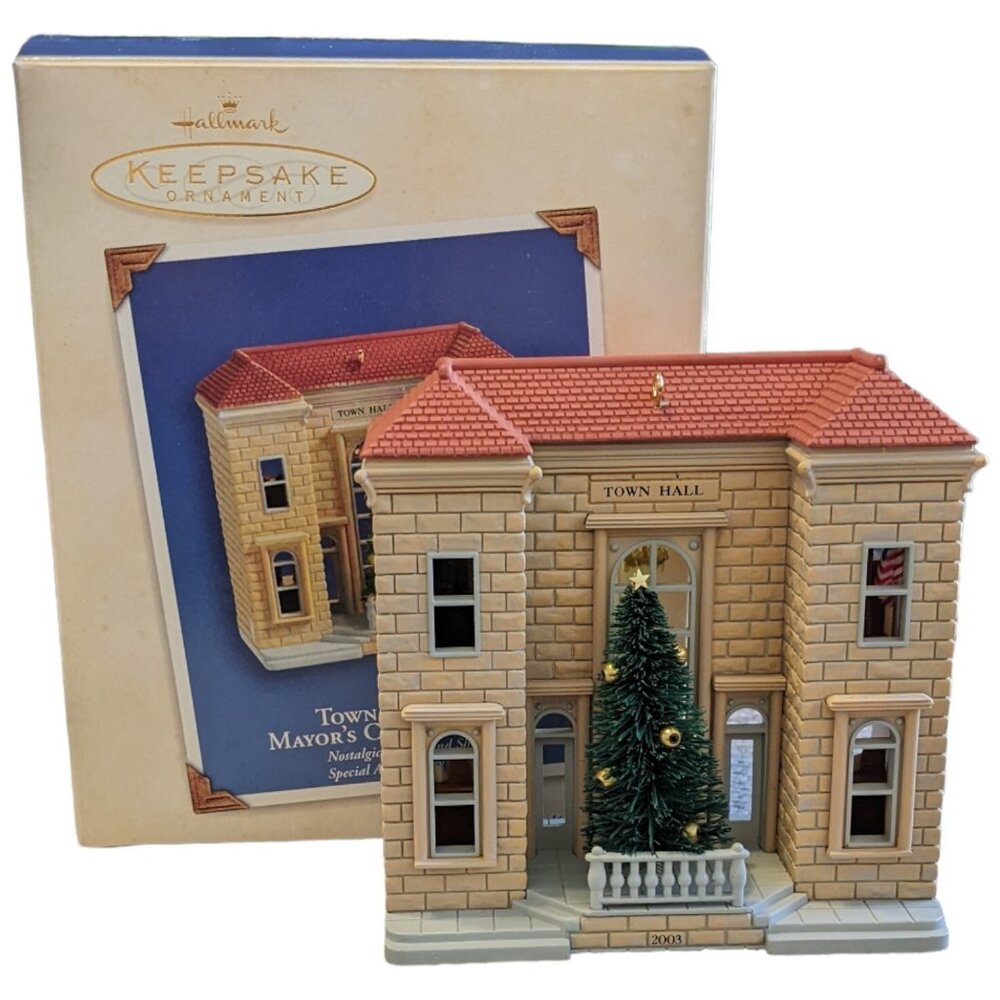 Hallmark Town Hall And Mayor's Christmas Tree Ornament